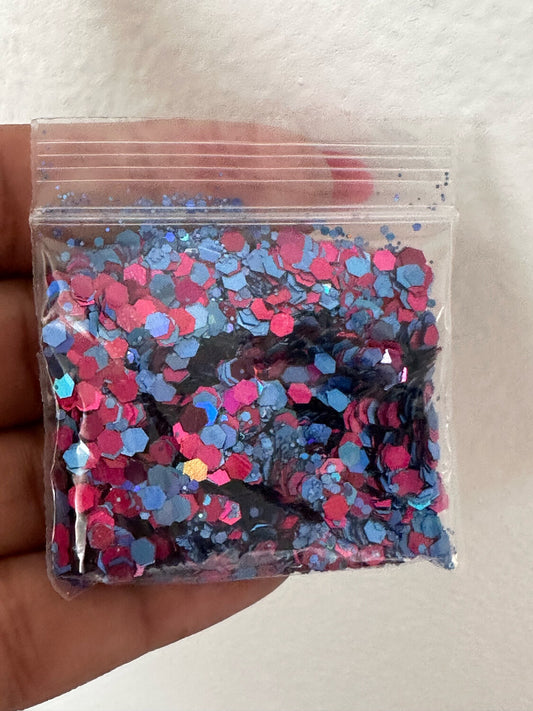 pink & blue mix glitter