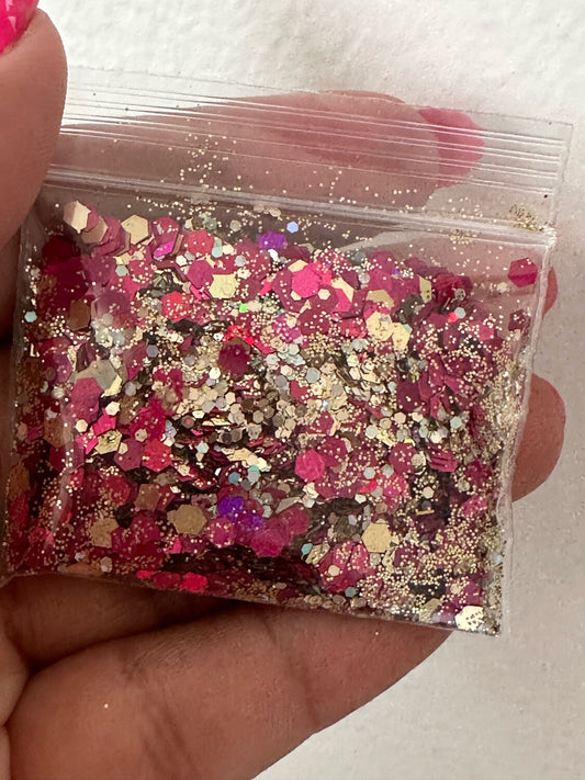 Glitter mix fushia & Gold